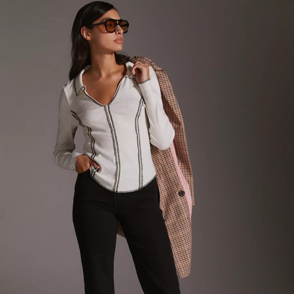 Pilcro Stitched Long-Sleeve Top-XL